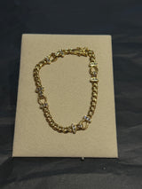 Ausgefallenes Panzerketten-Armband in 18 Karat Gelbgold mit Brillanten
