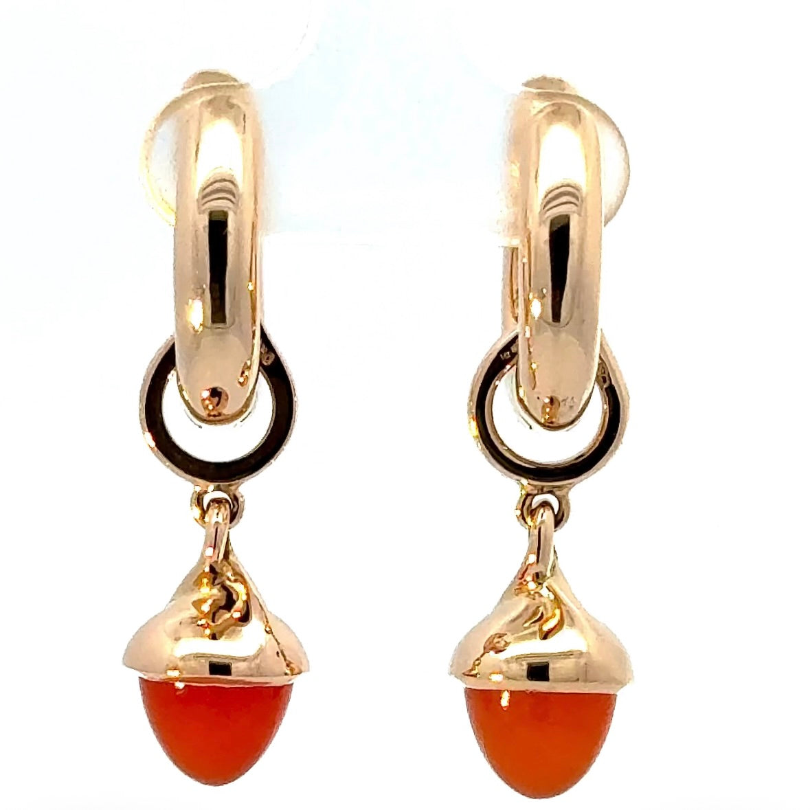 Tamara Comolli Signature Hoop Ohrringe in 18 Karat Roségold mit Karneol-Einhängern