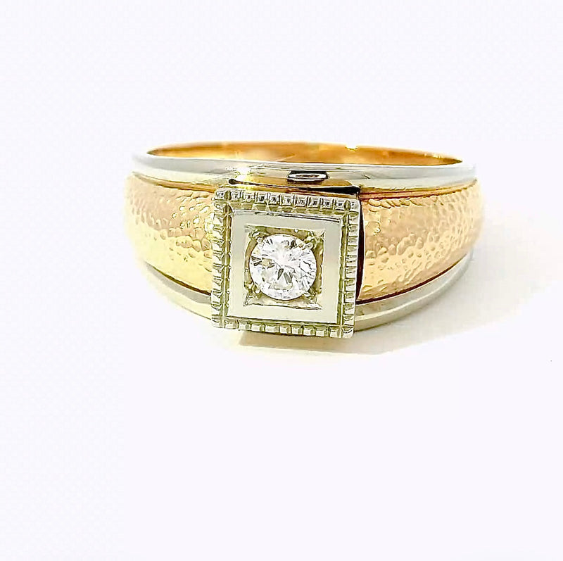 Massiver Solitär-Ring in 18 Karat Bicolor – handwerklich veredelt &amp; wirkungsvoll