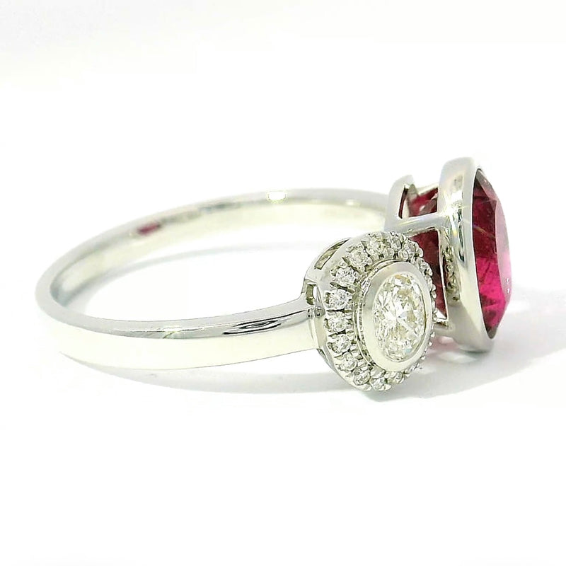 Eleganter Ring in 18 Karat Weißgold mit Rubellit & Brillanten