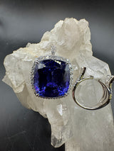 Einmaliger Ring & Anhänger in 18 Karat Weißgold mit riesigem AAAA Tansanit & Brillanten