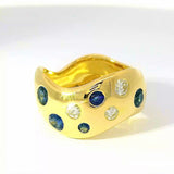 Eleganter Ring in 18 Karat Gelbgold mit Saphiren & Brillanten