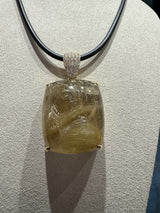 Moderner Rutilquarz Anhänger in 14 Karat Gelbgold mit hochfeinen Brillanten