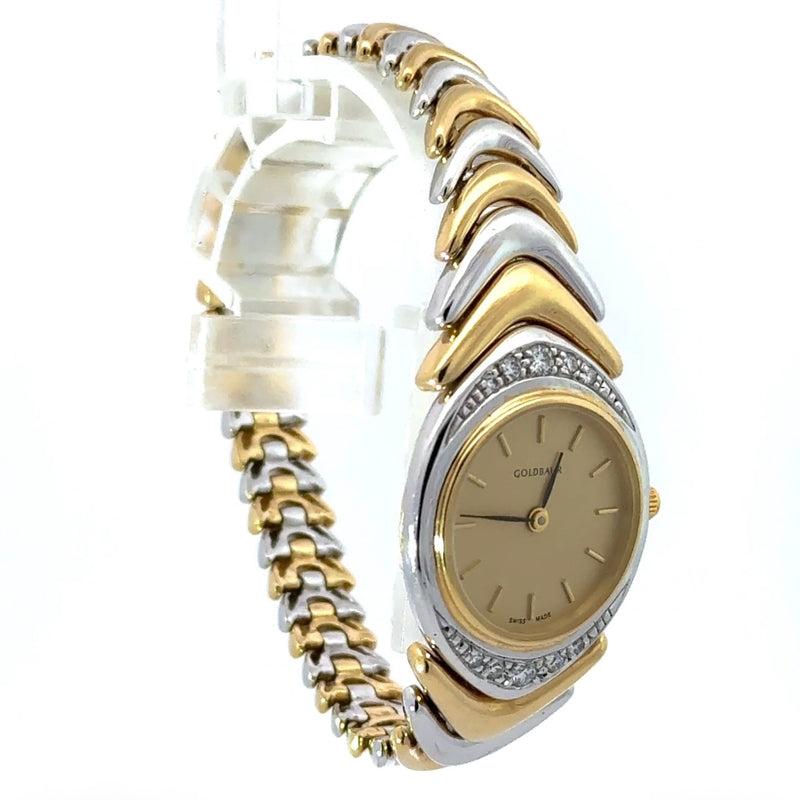 Ausgefallene Goldbaur-Uhr in 18 Karat Gelb- & Weißgold – mit Brillanten