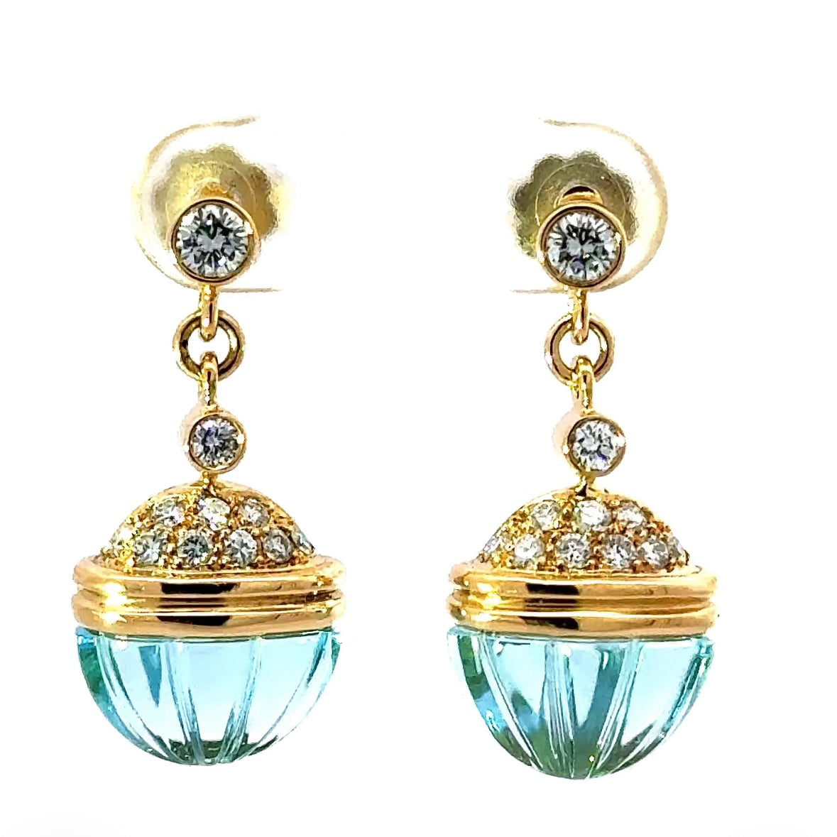Edle Ohrringe in 18 Karat Gelbgold mit Topas & hochfeinen Brillanten von Lüth Bijoux