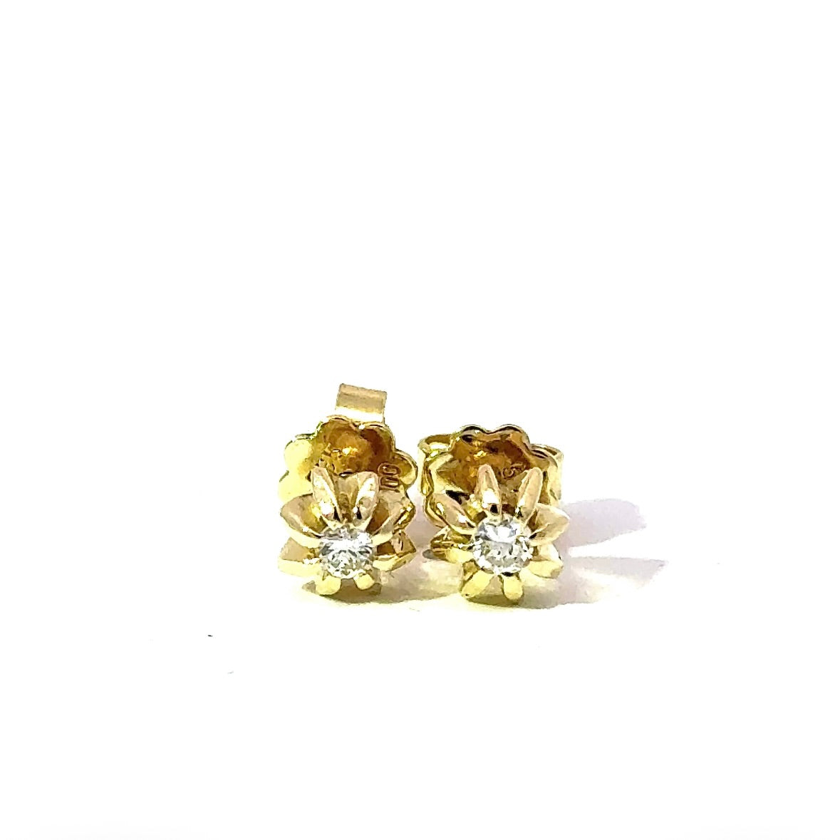 Vintage Ohrstecker in 14 Karat Gelbgold mit Brillanten