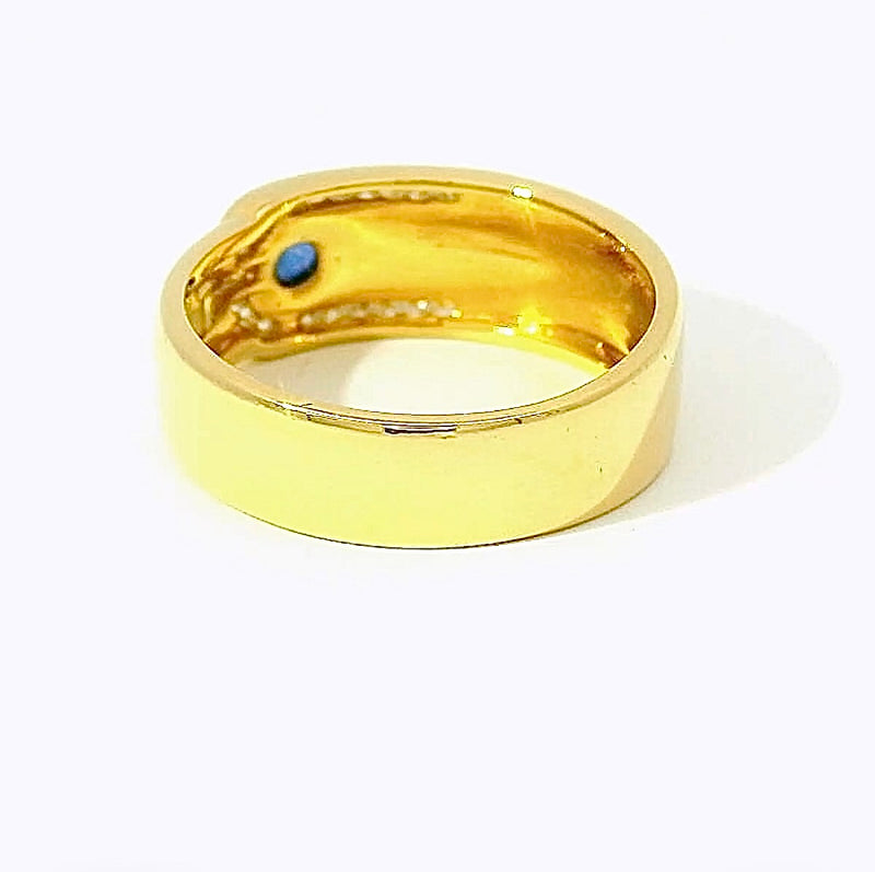 Feiner Saphirring in 18 Karat Gelbgold – Handgefertigt mit Brillanten