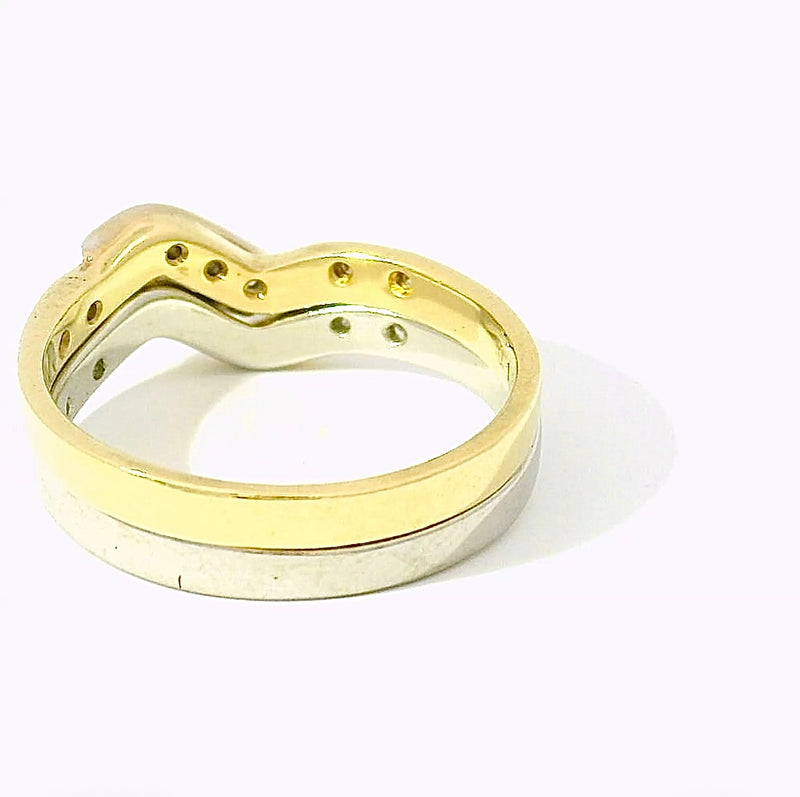 Ausgefallenes Ring-Duo in 14 Karat Gelb- & Weißgold mit Diamanten