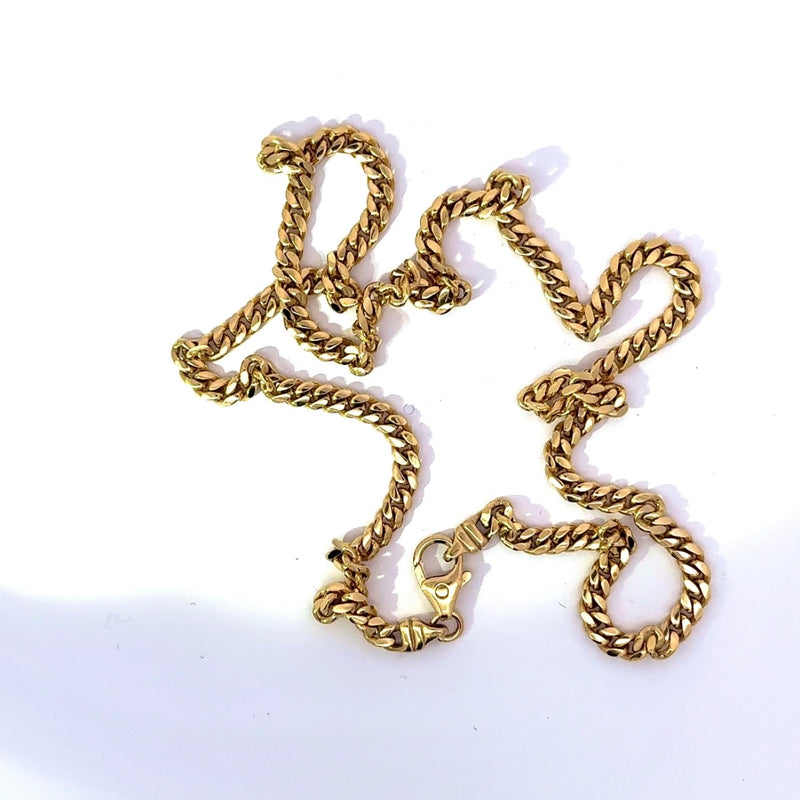 Abgerundete Panzerkette in 14 Karat Gelbgold mit Karabiner