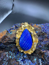 Einmaliger Anhänger/Brosche in 14 Karat Gelbgold mit Lapis Lazuli & Brillanten