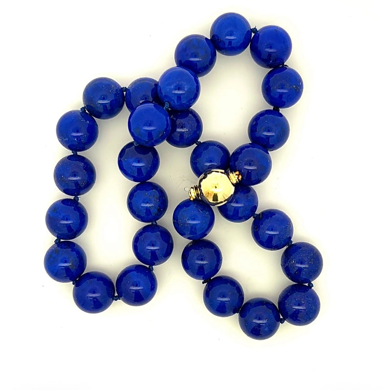 Edle Lapis Lazuli Halskette mit 14 Karat Gelbgold Kugelschloss