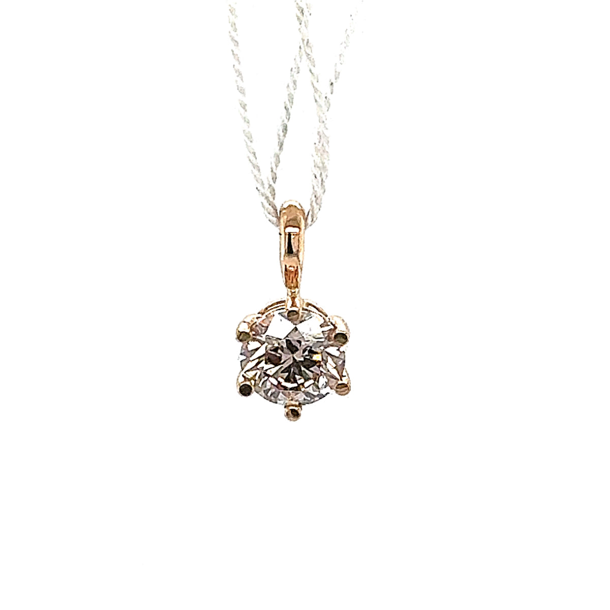 Modern Solitaire Pendant in 18K Rose Gold with Large Brilliant-cut Diamond