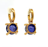 Edle Tansanit Ohrringe in 14 Karat Gelbgold mit Brillanten