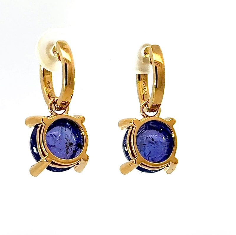 Edle Tansanit Ohrringe in 14 Karat Gelbgold mit Brillanten