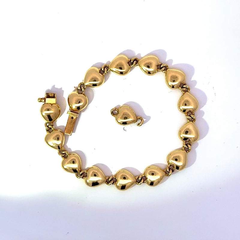 Massives Herzarmband in 18 Karat (750) Gelbgold mit Zusatzglied