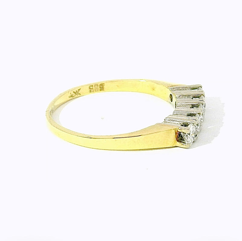 Halbmemory Ring in 14 Karat Gelb- & Weißgold mit Brillanten
