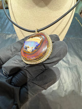 Großer Opalanhänger in 14 Karat Gelbgold mit Boulderopal & Brillanten