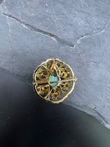 Handgefertigter Anhänger & Brosche in 18 Karat Gelbgold mit australischem Opal & Diamanten