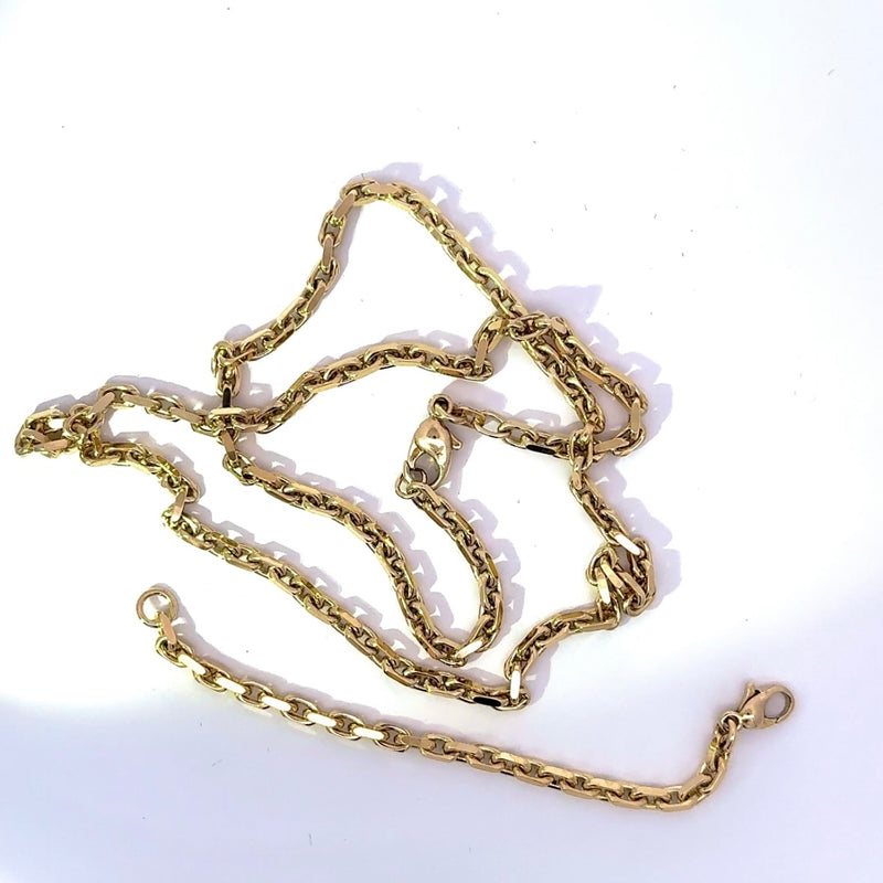 Massive Diamantierte Ankerkette in 14 Karat Gelbgold mit Verlängerungskette