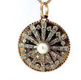 Besonderer Vintage-Anhänger in 18 Karat Roségold mit Diamanten & Perle
