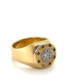 Robuster Unisex Ring in 18 Karat Gold mit Schrauben-Optik und Brillanten