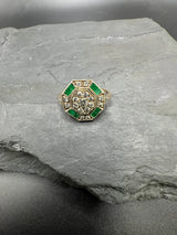 Art-Deco-Ring in 18 Karat Gelb- & Weißgold mit Smaragden & Brillanten