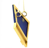 Einmaliger Anhänger in 18 Karat Gelbgold mit Lapis Lazuli und rosa Turmalin