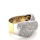 Solid bicolor ring in 18 carat (750) gold with 156 brilliant-cut diamonds