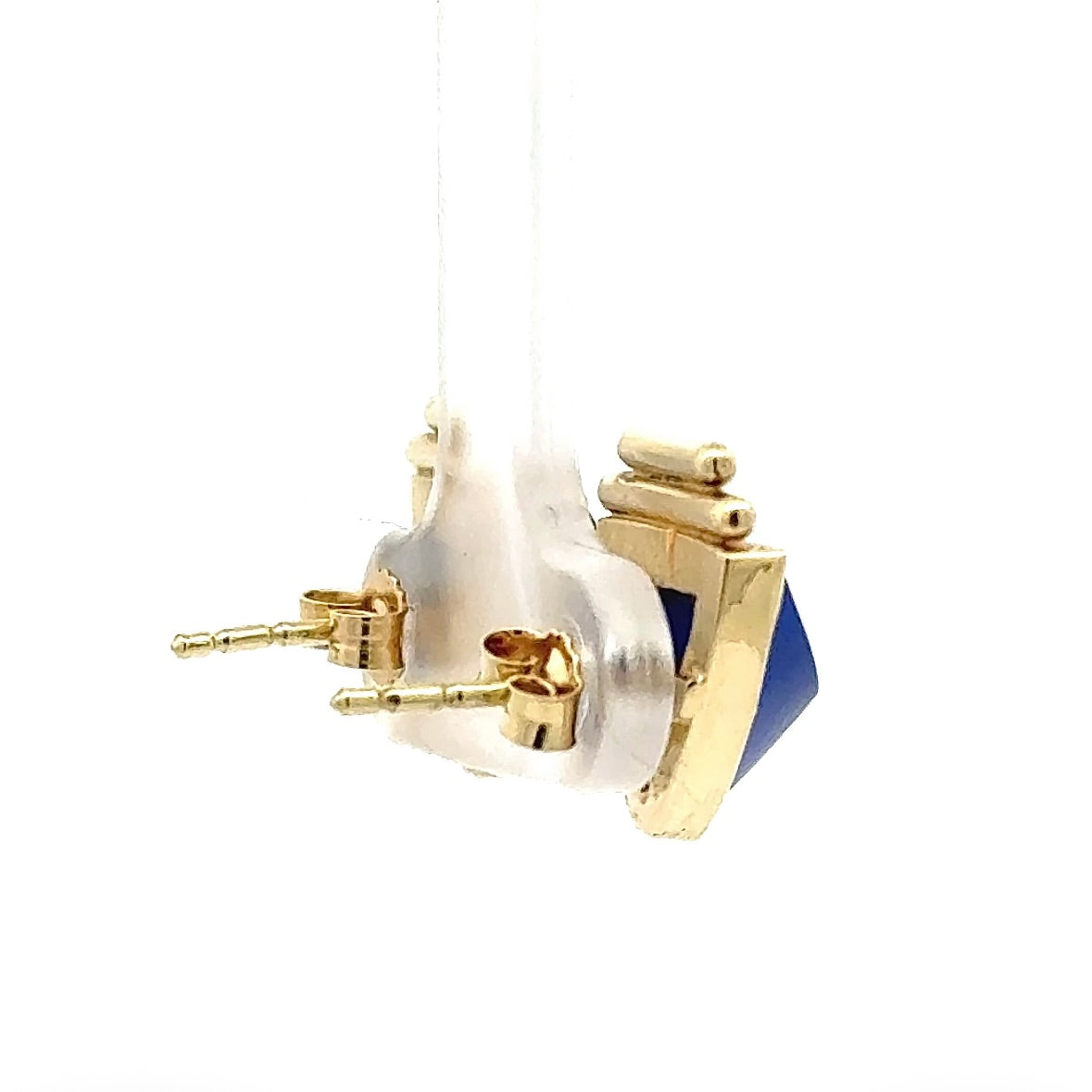 Handcrafted 14K Yellow Gold Lapis Lazuli Earrings