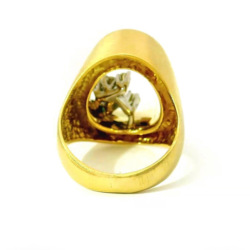 Handgefertigter Ring in 18 Karat Gelbgold mit Brillanten & Saphir