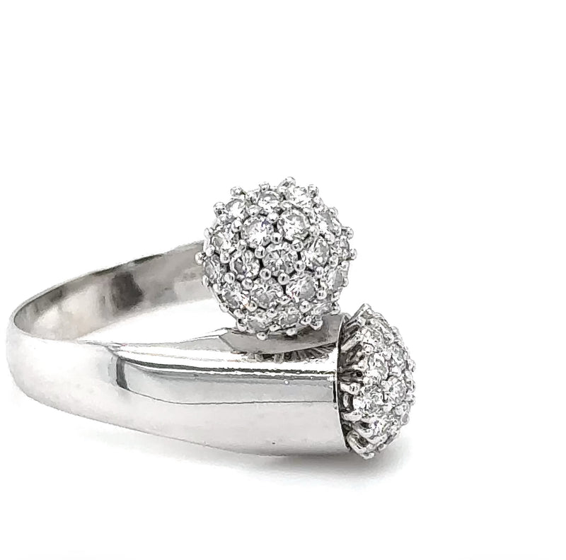 Zeitloser Toi et Moi Ring in 18 Karat Weißgold mit feinen Brillanten