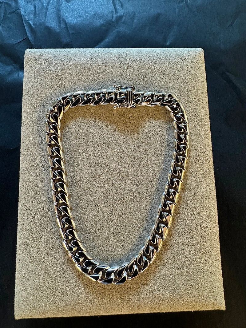 Massives Panzerkettenarmband in 18 Karat Weißgold | Armband - Schmuck Schroll