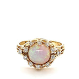 Original Goldbaur Ring in 18 Karat Gelbgold mit feinen Opal & Brillanten