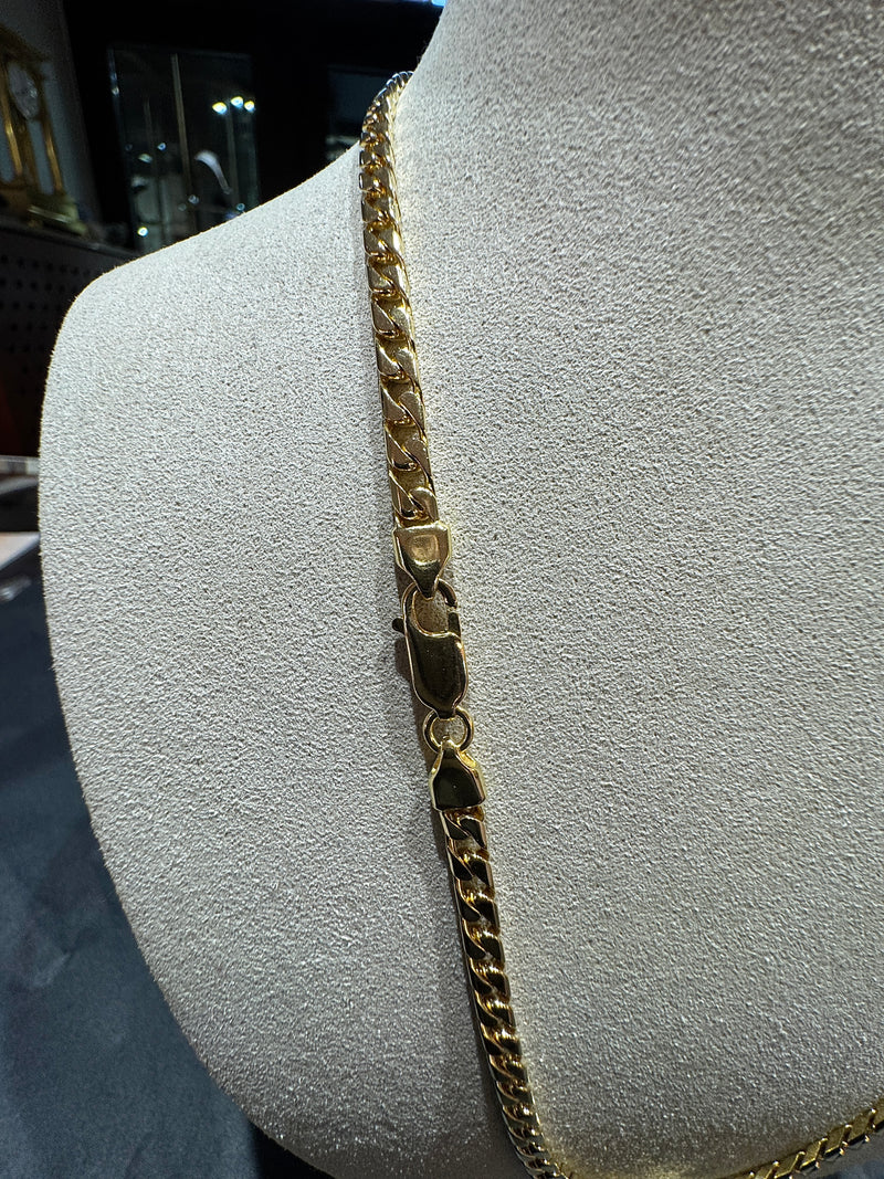Massive & kantige Panzerkette in 18 Karat (750) Gelbgold mit Karabiner