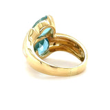 Besonderer Toi et Moi Ring in 18 Karat Gelbgold mit blauen Topas