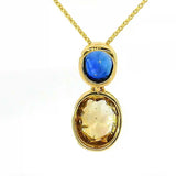 Edler Anhänger in 18 Karat Gelbgold mit hochfeinem Saphir & Fancy Brillant