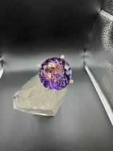 Moderner Amethyst Ring in 14 Karat Gelbgold mit feinen Brillanten