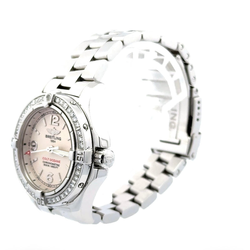 Elegante Breitling Colt Ocean Damenuhr mit Diamantlünette – Full Set, neuwertig