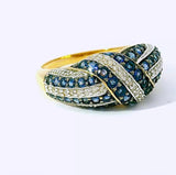 Wirkungsvoller Ring in 14 Karat Gelbgold mit Saphiren & Diamanten