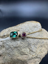 Leuchtender Anhänger in 14 Karat Gelbgold mit Rubin, Turmalin & Brillanten