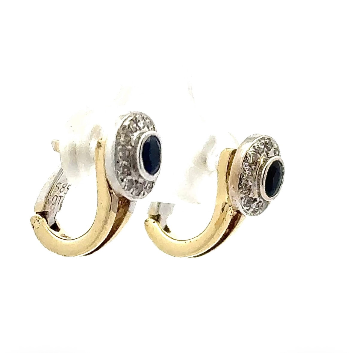 Elegante Ohrringe in 14 Karat Gelb- und Weißgold mit Saphiren & Brillanten
