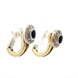 Elegante Ohrringe in 14 Karat Gelb- und Weißgold mit Saphiren & Brillanten