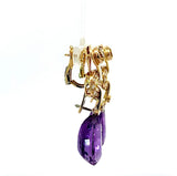 Wirkungsvolle Hängeohrringe in 18 Karat Gelbgold mit Brillanten, Citrin & Amethyst