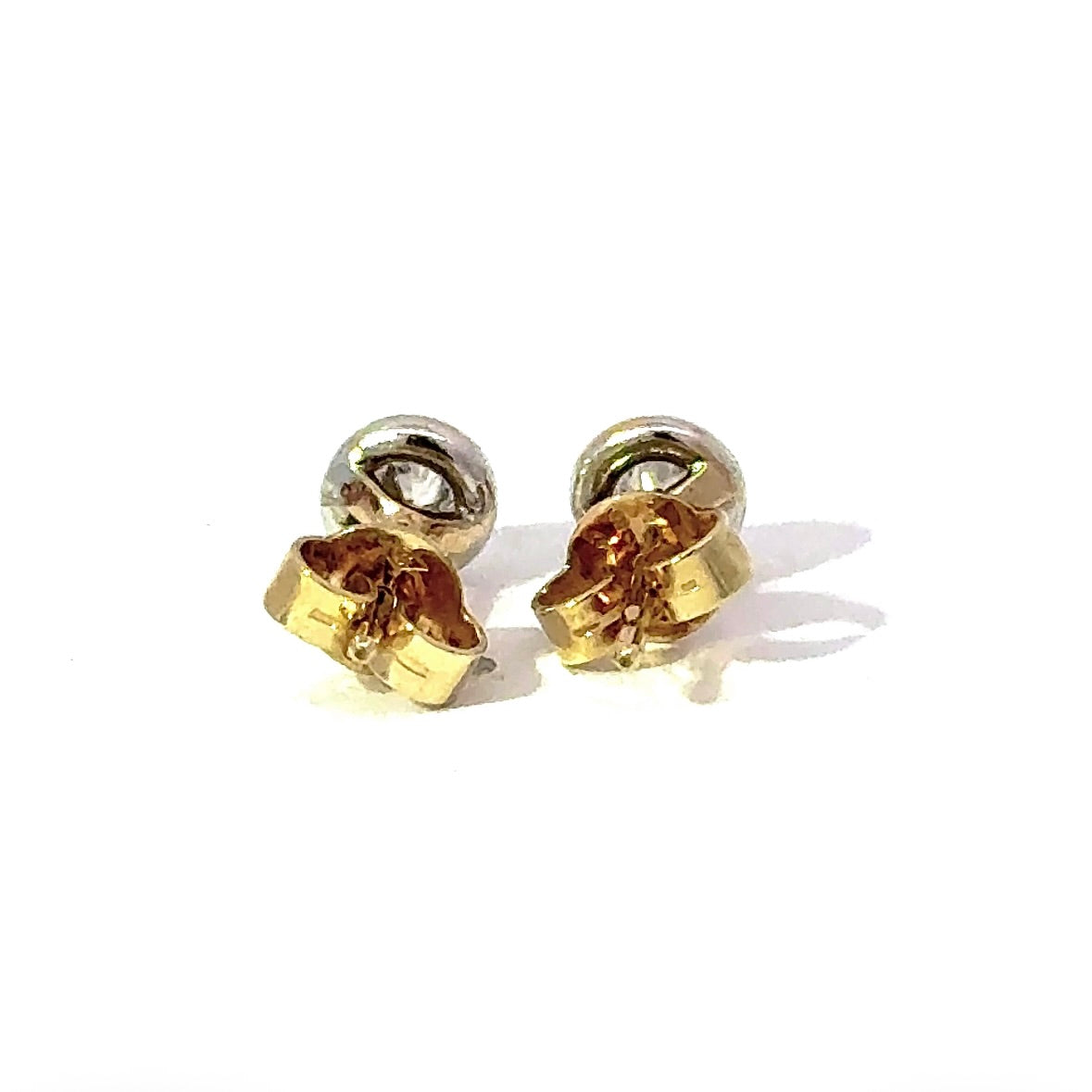 Bicolor Brillantstecker in 14 Karat Gold mit feinen Brillanten