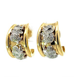 Handgefertigte Halbkreolen in 18 Karat Gelb- & Weißgold mit feinen Brillanten