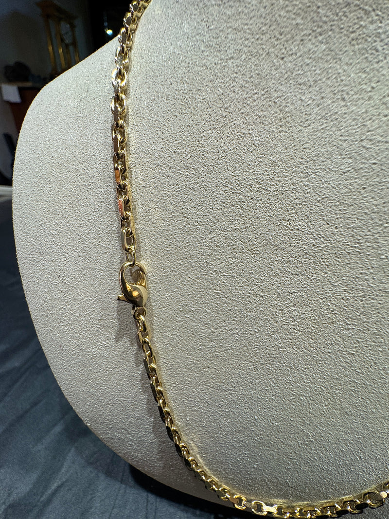 Massive Diamantierte Ankerkette in 14 Karat Gelbgold mit Verlängerungskette