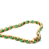 Steinbetontes Armband in 14 Karat Gelbgold mit Smaragden & Brillanten