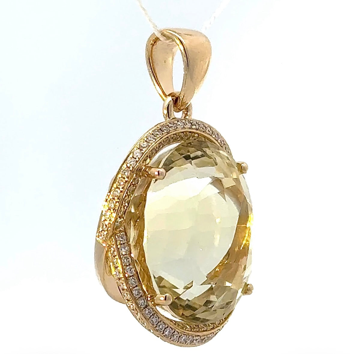 Beeindruckender Anhänger in 14 Karat Gelbgold mit riesigem Goldberyll & Brillanten
