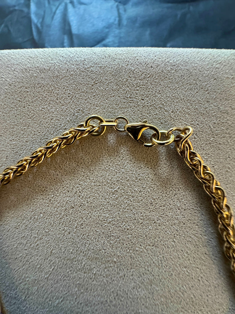 Elegantes Zopf Armband in 14 Karat Gelbgold mit Karabiner