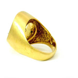 Handgefertigter Ring in 18 Karat Gelbgold mit Brillanten & Saphir